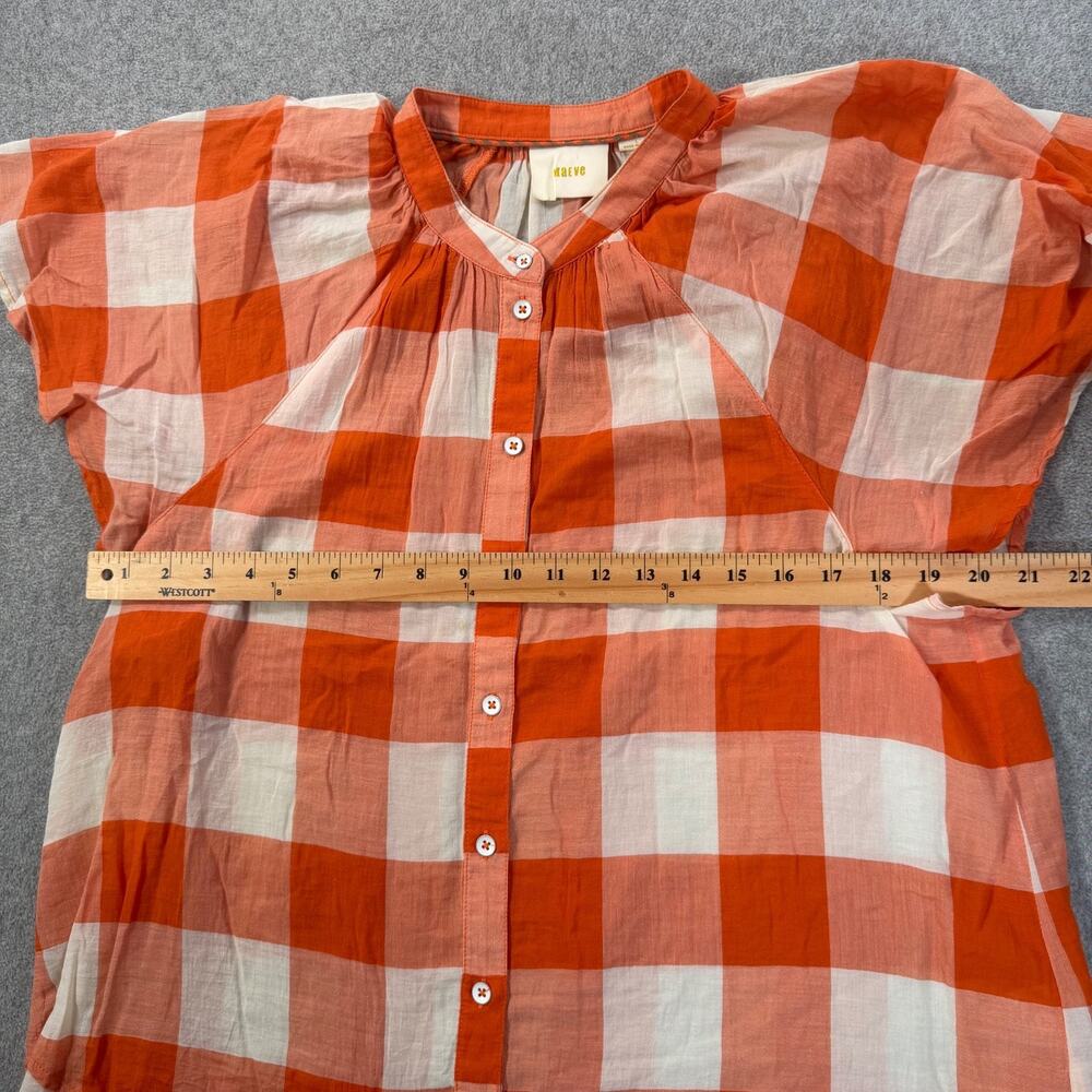 Maeve Orange and White Gingham Button-Front Blouse - Picture 6 of 10